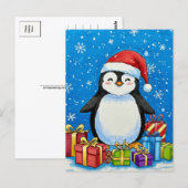 Kerstkaart van vrolijke pinguïn briefkaart (Voorkant / Achterkant)