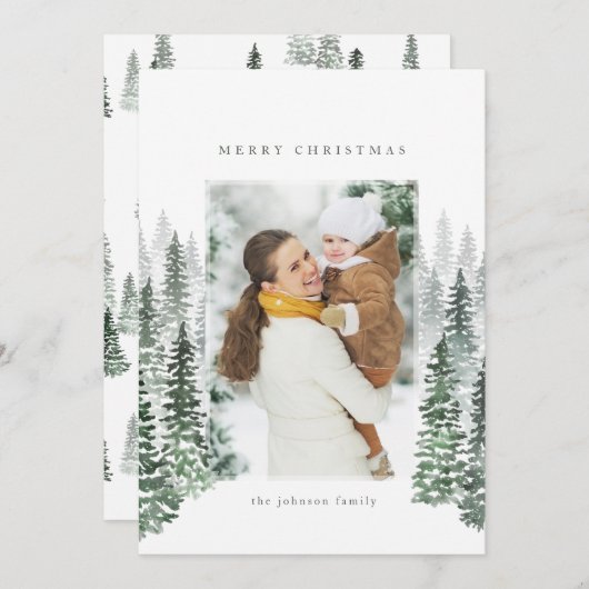 Kerstkaart van winterbos (Voorkant / Achterkant)