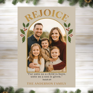 Kerstkaart 'Verblijd u' met familiefoto voor chris