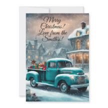 Kerstkaart verticaal 13x18 cm Oude vrachtwagen Win