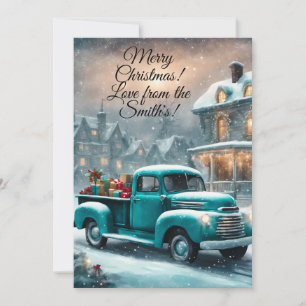Kerstkaart verticaal 13x18 cm Oude vrachtwagen Win Kaart