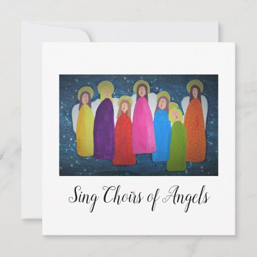 kerstKaart: Vibrant Choir van Angels (Voorkant)