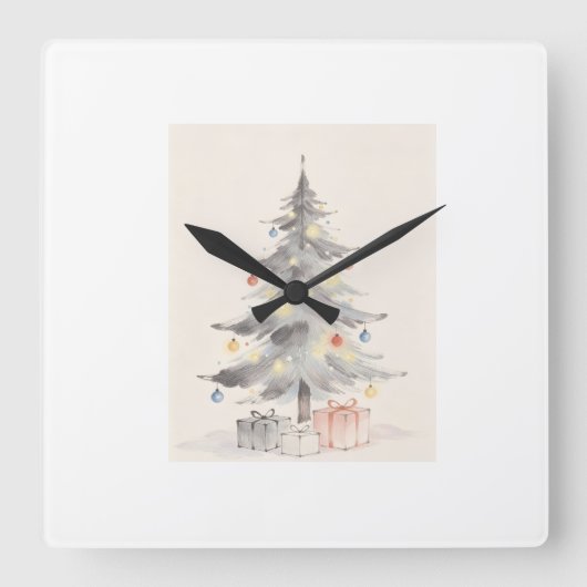Kerstkaart Vierkante Klok (Voorkant)