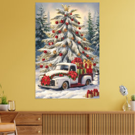Kerstkaart vintage – Majestueuze sneeuw- Canvas Afdruk