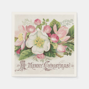 Kerstkaart vintage retro, appelbloesem servet