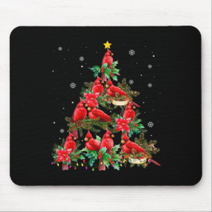 Kerstkaart vogels boom lichten grappig vintage muismat