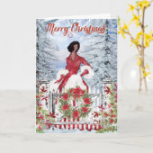 Kerstkaart voor Afro-Amerikaanse vrouw Kaart (Gele Bloem)