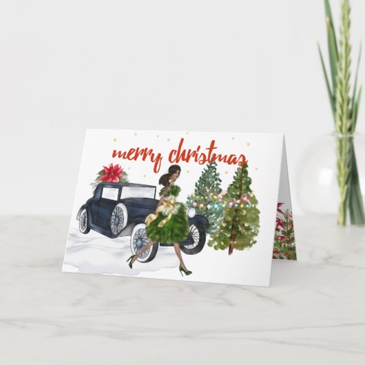 Kerstkaart voor Afro-Amerikaanse vrouw Kaart (Voorkant)