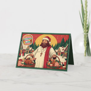 Kerstkaart voor atheïstische niet-dieetvolgers. kaart