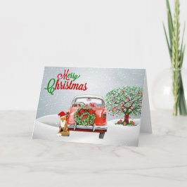  kerstkaart voor auto's en voor vier jaar feestdagen kaart