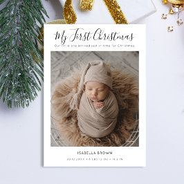 Kerstkaart voor baby's eerste kerst met fantasievo