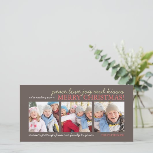 Kerstkaart voor baby's eerste kerst met vredeliefd (Staand voorkant)