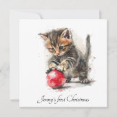 Kerstkaart voor baby's eerste kerstfeest met een k (Voorkant)