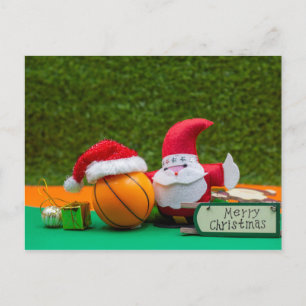 kerstkaart voor Basketball met kerstman Briefkaart