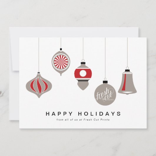 Kerstkaart voor bedrijven met versieringen en Logo (Voorkant)