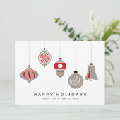 Kerstkaart voor bedrijven met versieringen en Logo (Staand voorkant)