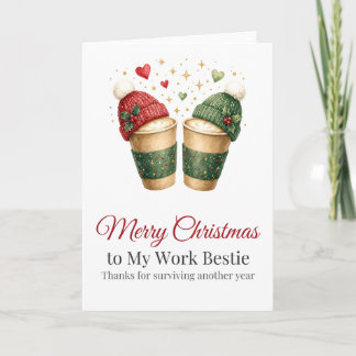 Kerstkaart voor beste collega koffiekopjes feestdagen kaart