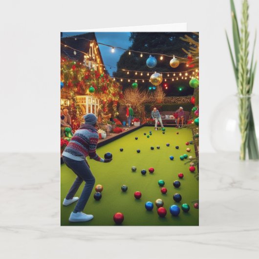 Kerstkaart voor Bowlen op gras Kaart (Voorkant)