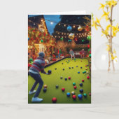 Kerstkaart voor Bowlen op gras Kaart (Gele Bloem)