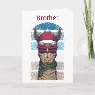 Kerstkaart voor broer Lama met bril Kaart