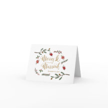 Kerstkaart voor bruiloft met feestelijke feestdage