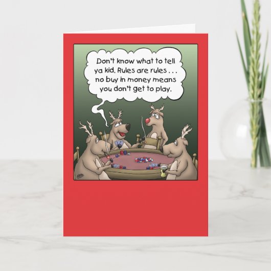 kerstkaart voor cartoon: rendiergames feestdagen kaart (Voorkant)