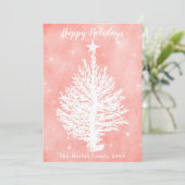 KERSTKAART VOOR CORAL HOLIDAY | Retro Kust Kerstbo (Staand voorkant)