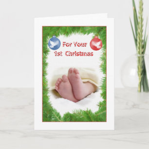 Kerstkaart voor de allereerste kerst van de baby feestdagen kaart