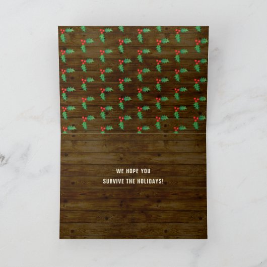 Kerstkaart voor de familie | Grappige velociraptor Feestdagen Kaart (Binnen)