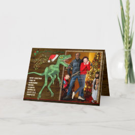 Kerstkaart voor de familie | Grappige velociraptor Feestdagen Kaart