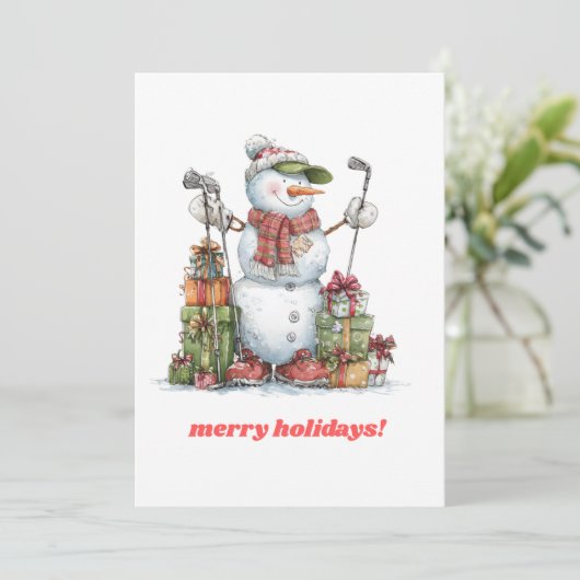 Kerstkaart voor de golfliefhebber (Staand voorkant)