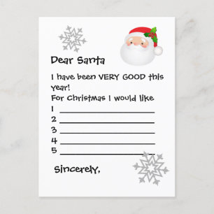 Kerstkaart voor de Kerstman - Lieve Kerstman, ik z Briefkaart