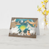 Kerstkaart voor dierlijk nativiteit kaart (Gele Bloem)