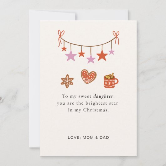 Kerstkaart voor dochter Cute Persoonlijk (Voorkant)