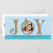 Kerstkaart voor een eigen familiefoto (aqua) (Voorkant / Achterkant)