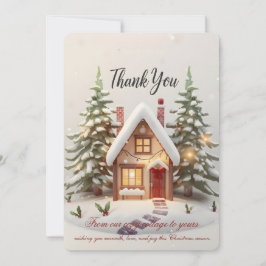 Kerstkaart voor een knus Kersthuisje – Watercolor Bedankkaart