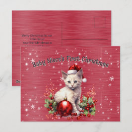 Kerstkaart voor eerste kerstfeest van kleine nicht feestdagenkaart