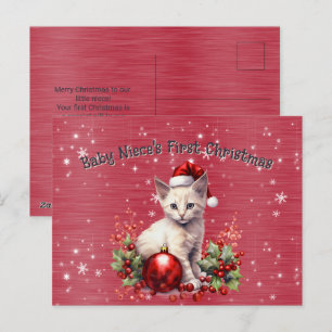Kerstkaart voor eerste kerstfeest van kleine nicht feestdagenkaart
