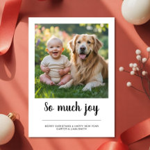Kerstkaart voor familiehond 'Zo Veel Vreugde'