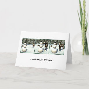 Kerstkaart voor foal en Snowman Feestdagen Kaart