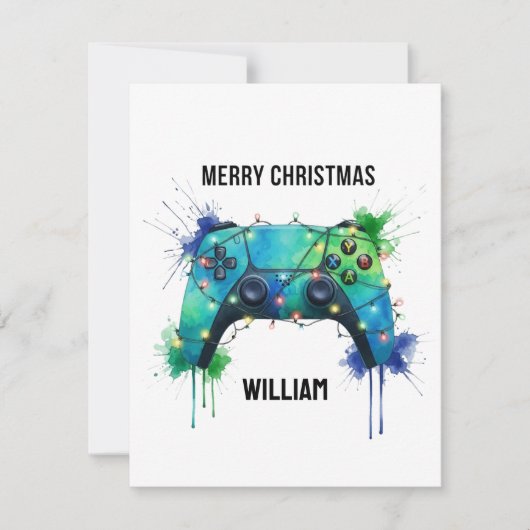 Kerstkaart voor gamers Aangepaste gamen (Voorkant)
