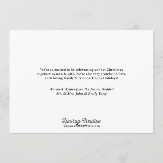 Kerstkaart voor gehuwde Passen getrouwd en vrolijk (Achterkant)