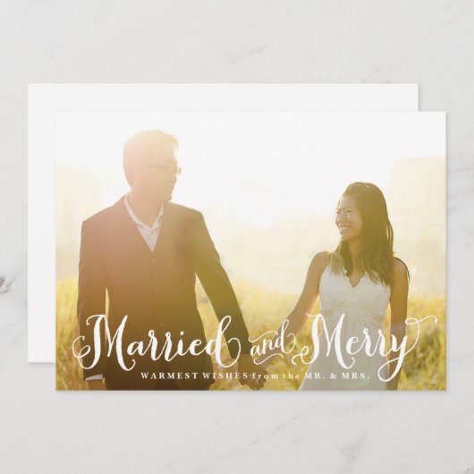Kerstkaart voor gehuwde Passen getrouwd en vrolijk (Voorkant / Achterkant)