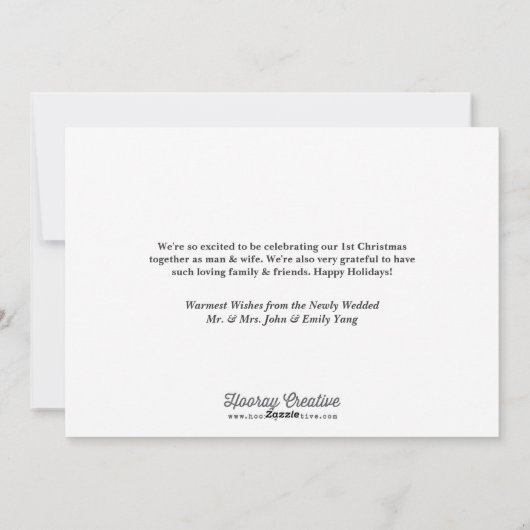 Kerstkaart voor gehuwde Passen getrouwd en vrolijk (Achterkant)