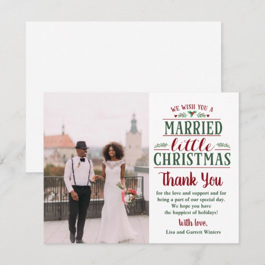 Kerstkaart voor gehuwden bedanken bedankkaart (Voorkant / Achterkant)