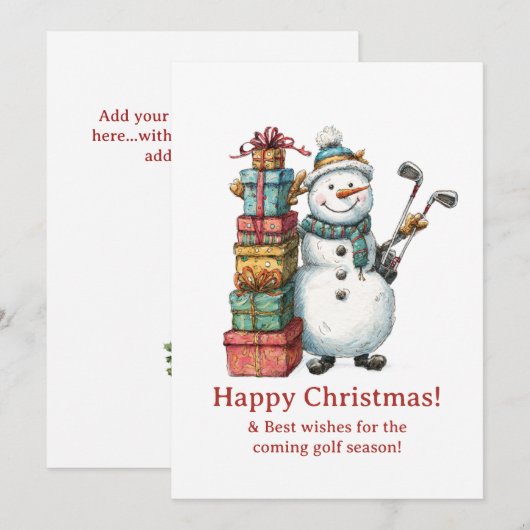Kerstkaart voor gelukkige golfer (Voorkant / Achterkant)