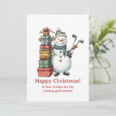Kerstkaart voor gelukkige golfer (Staand voorkant)
