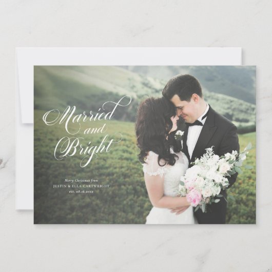 Kerstkaart voor getrouwde en heldere Pas getrouwd (Voorkant)