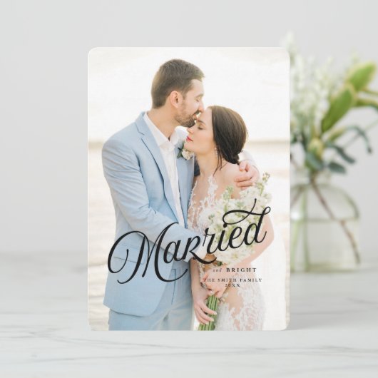 Kerstkaart voor getrouwde en heldere Pas getrouwd Kaart (Staand voorkant)