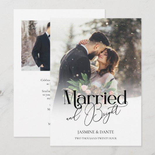 Kerstkaart voor getrouwde en heldere Pas getrouwd Kaart (Voorkant / Achterkant)